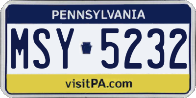 PA license plate MSY5232