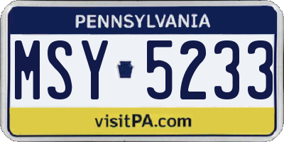 PA license plate MSY5233