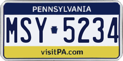 PA license plate MSY5234