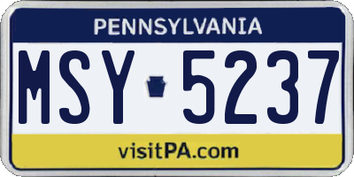 PA license plate MSY5237