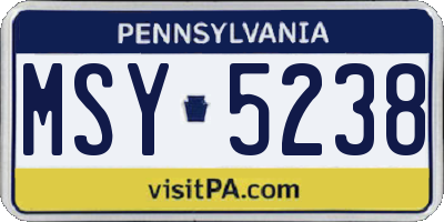 PA license plate MSY5238