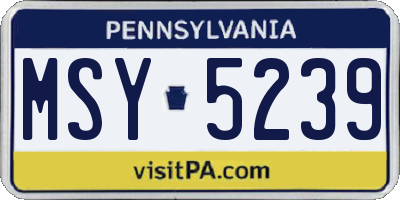 PA license plate MSY5239