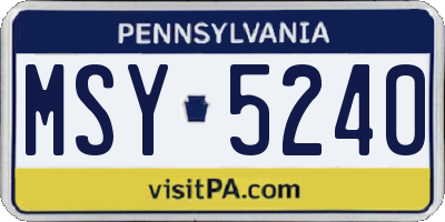 PA license plate MSY5240