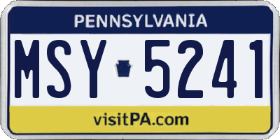 PA license plate MSY5241
