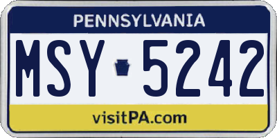 PA license plate MSY5242