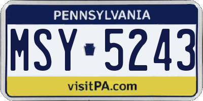PA license plate MSY5243