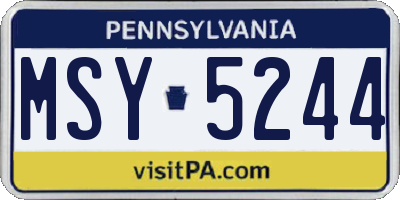 PA license plate MSY5244
