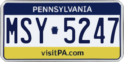 PA license plate MSY5247