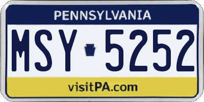 PA license plate MSY5252