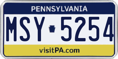 PA license plate MSY5254
