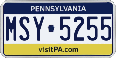 PA license plate MSY5255
