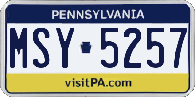 PA license plate MSY5257