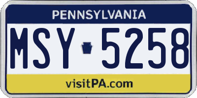 PA license plate MSY5258