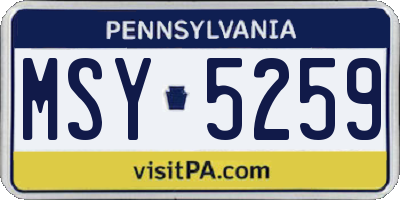 PA license plate MSY5259