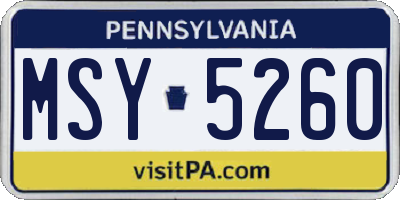 PA license plate MSY5260