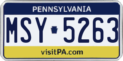 PA license plate MSY5263