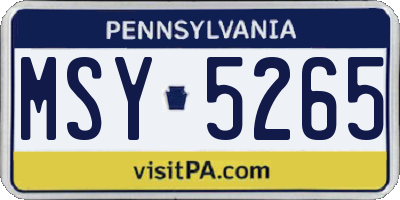 PA license plate MSY5265