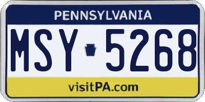 PA license plate MSY5268