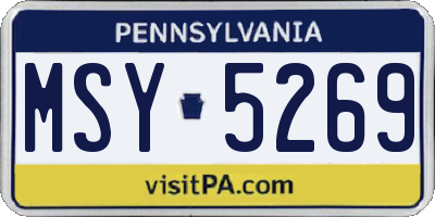 PA license plate MSY5269
