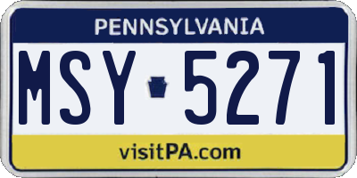 PA license plate MSY5271