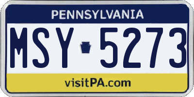 PA license plate MSY5273