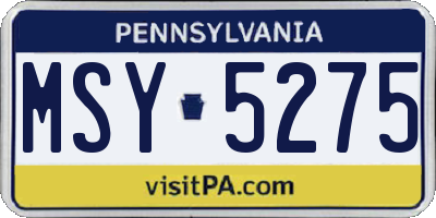 PA license plate MSY5275