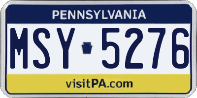 PA license plate MSY5276