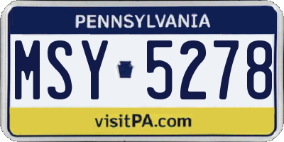 PA license plate MSY5278