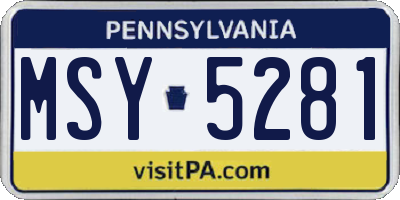 PA license plate MSY5281