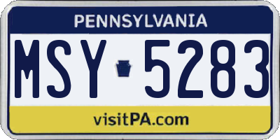 PA license plate MSY5283