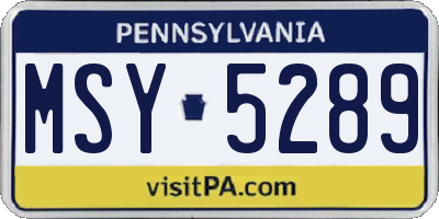 PA license plate MSY5289