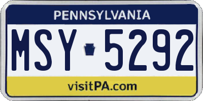PA license plate MSY5292
