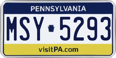 PA license plate MSY5293