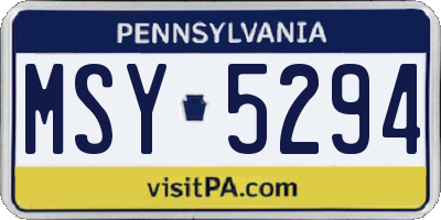 PA license plate MSY5294