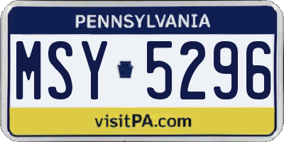 PA license plate MSY5296