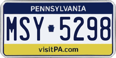 PA license plate MSY5298