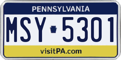 PA license plate MSY5301
