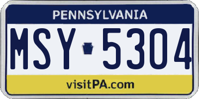 PA license plate MSY5304
