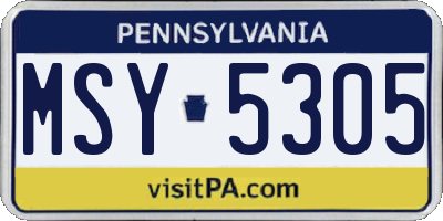 PA license plate MSY5305
