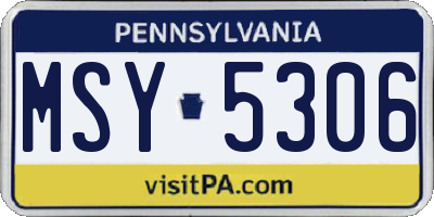 PA license plate MSY5306