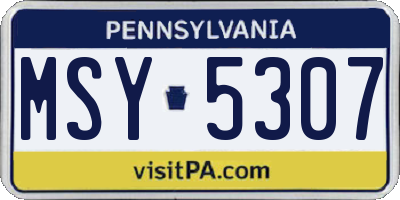 PA license plate MSY5307