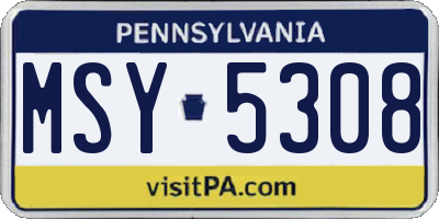 PA license plate MSY5308