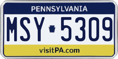PA license plate MSY5309