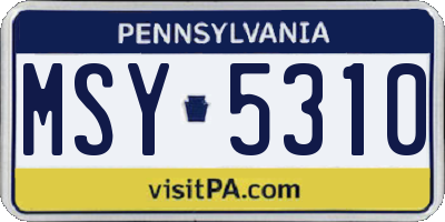 PA license plate MSY5310