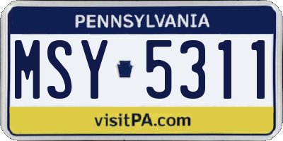PA license plate MSY5311
