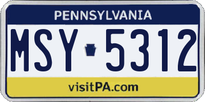 PA license plate MSY5312