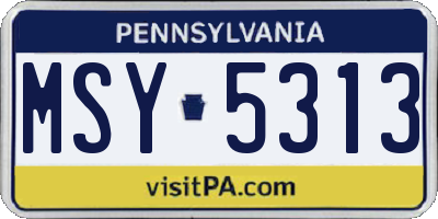 PA license plate MSY5313