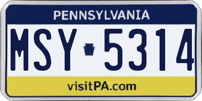 PA license plate MSY5314