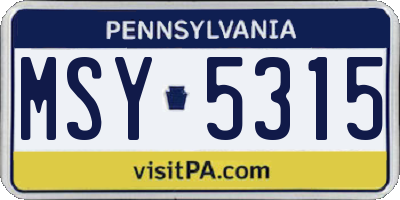 PA license plate MSY5315