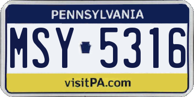 PA license plate MSY5316